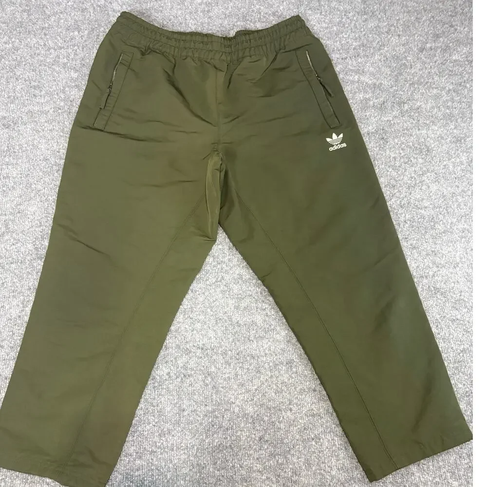 Adidas Originals Trefoil Joggers Olive Green Fully Lined Track Pants Sz L Unisex
